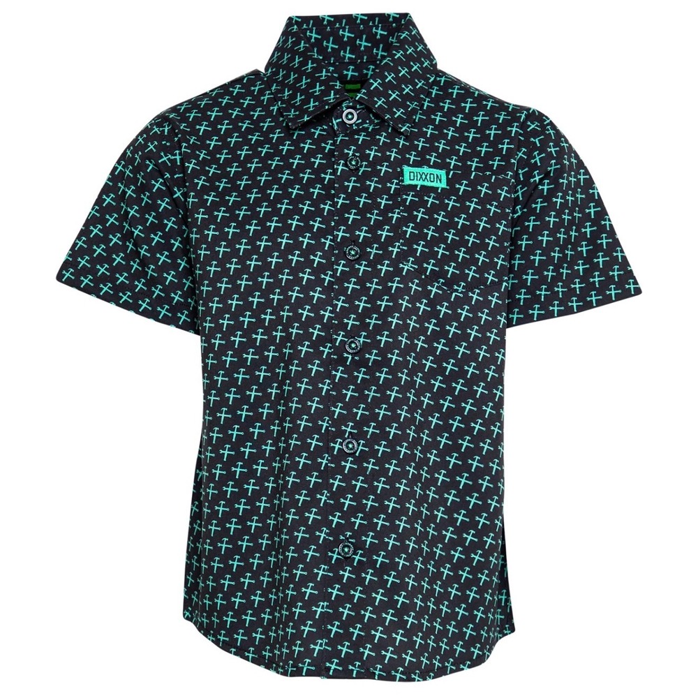Dixxon Flannel Co‎ Party Hammer Black Aqua Short Sleeve Button Down Shirt XS NEW